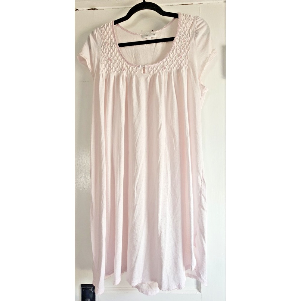 MISS ELAINE embroidered flutter sleeves lace embroidery front night gown L‎